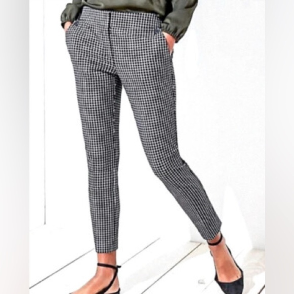 LOFT Black & White Houndstooth Slim Ankle Pants marisa